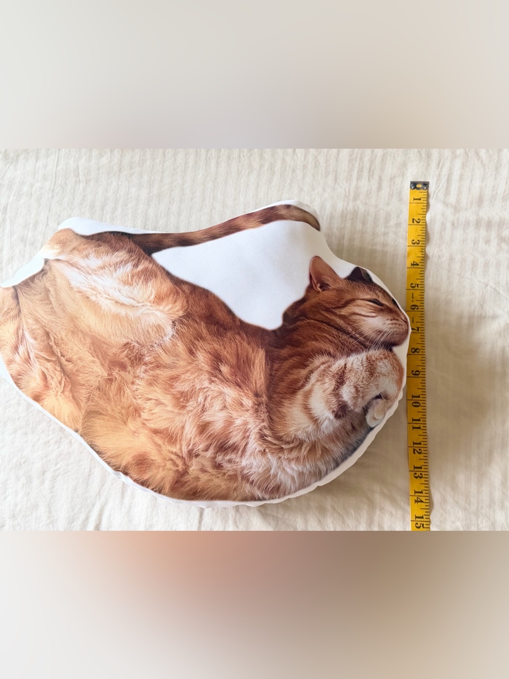 Plush Ginger Cat Shaped Pet Pillow - Decorative Cat Cushion (Ginger) - Picture 5 of 6